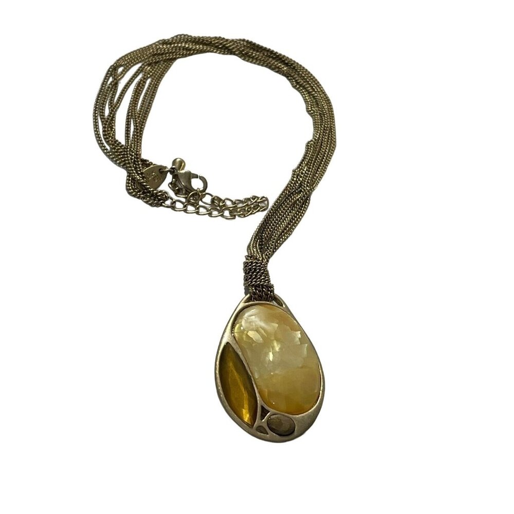 Lia Sophia FRANGELICO Pendant Necklace Mother Of Pearl Gold Tone Multi Chain